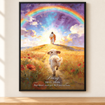 Personalized Rainbow Bridge Homecoming pet memorial canvas for Daisy with name, dates, and message in a Black frame