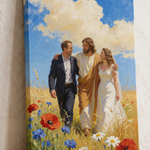 Personalized wedding portrait with Jesus on unframed canvas