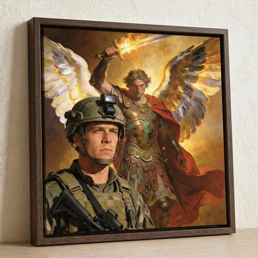The Protector — Personalized Military Guardian Angel Canvas