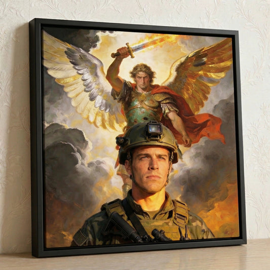 The Protector — Personalized Military Guardian Angel Canvas