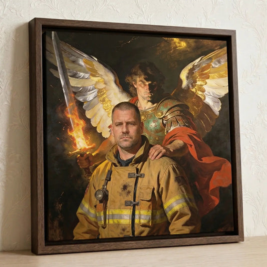 Guardian Flame: Personalized Firefighter Canvas