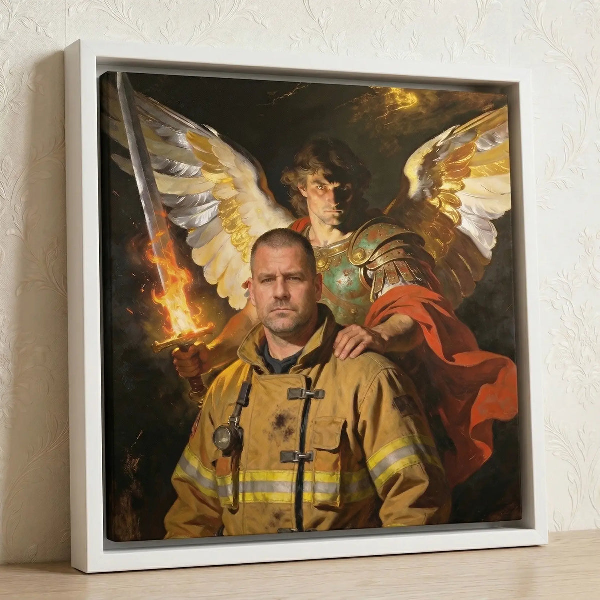 Personalized St. Michael Firefighter Canvas – My Guardian Art