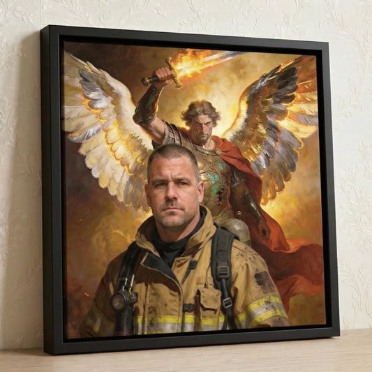 Guardian Flame: Personalized Firefighter Canvas