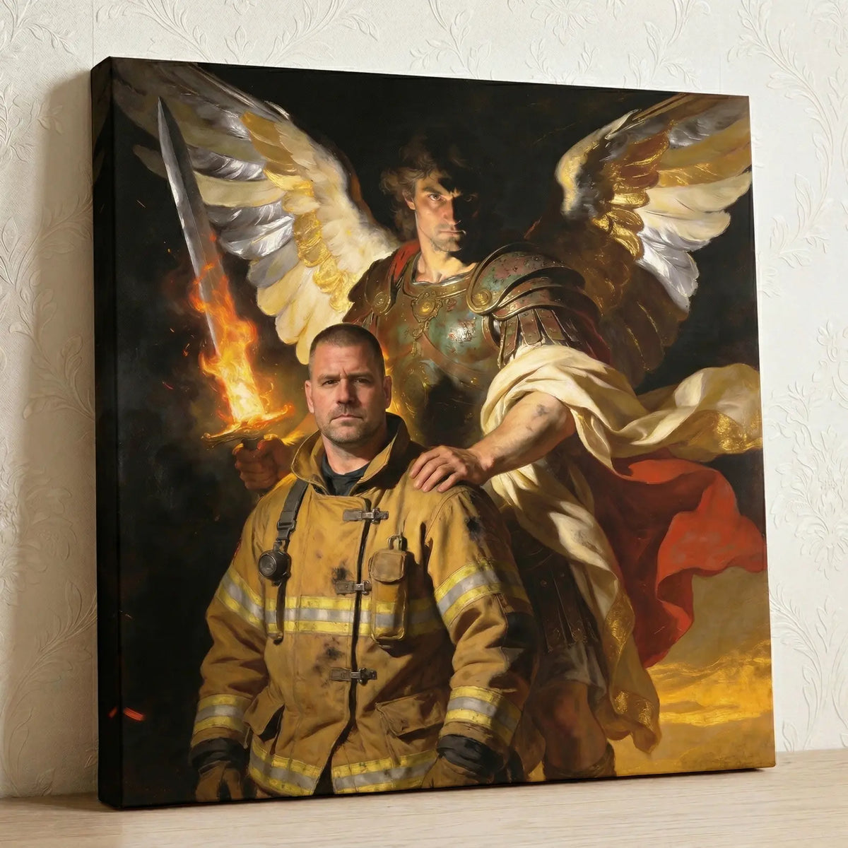Personalized St. Michael Firefighter Canvas – My Guardian Art