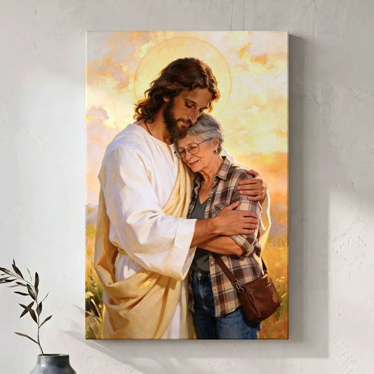 Jesus Hug Portrait - Personalized Christian Canvas