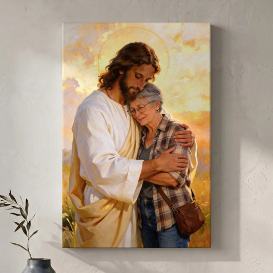 Jesus Hug Portrait - Personalized Christian Canvas