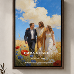 Personalized wedding portrait with Jesus and couple names in an espresso floating frame