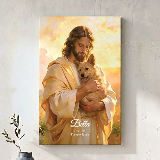 Jesus Pet Memorial Portrait - Personalized Canvas