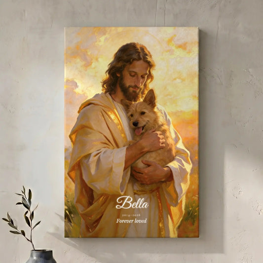Jesus Pet Memorial Portrait - Personalized Canvas