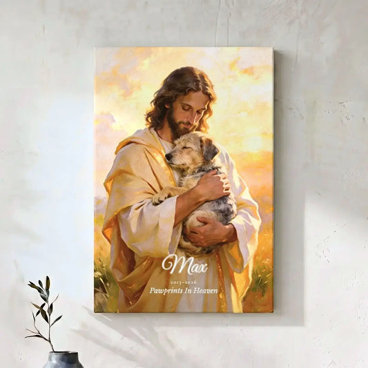 Jesus Pet Memorial Portrait - Personalized Canvas