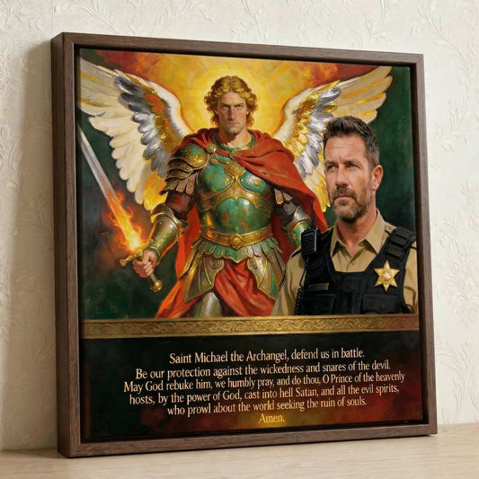 St. Michael Prayer: Personalized Sheriff Canvas